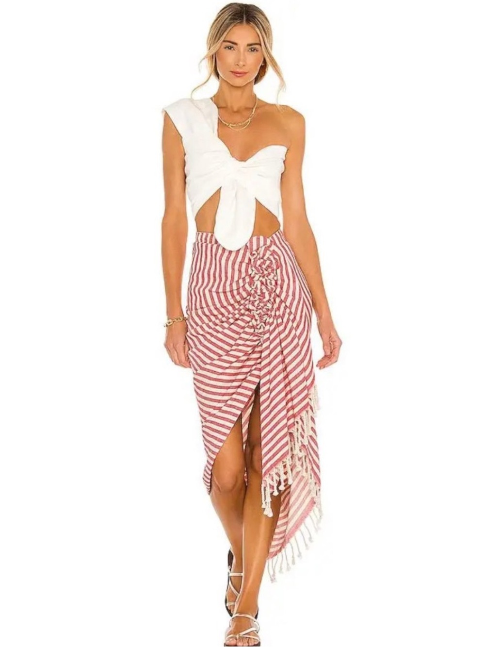 Just be queen Tulum striped red cover up skirt